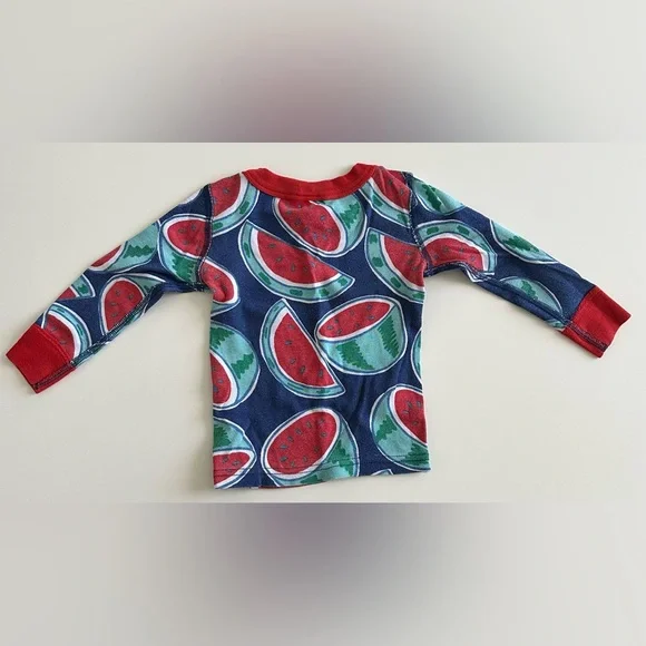 Hanna Andersson long john pajamas pjs. Size 80 cm 18-24 month mos. Watermelon - Picture 3 of 7